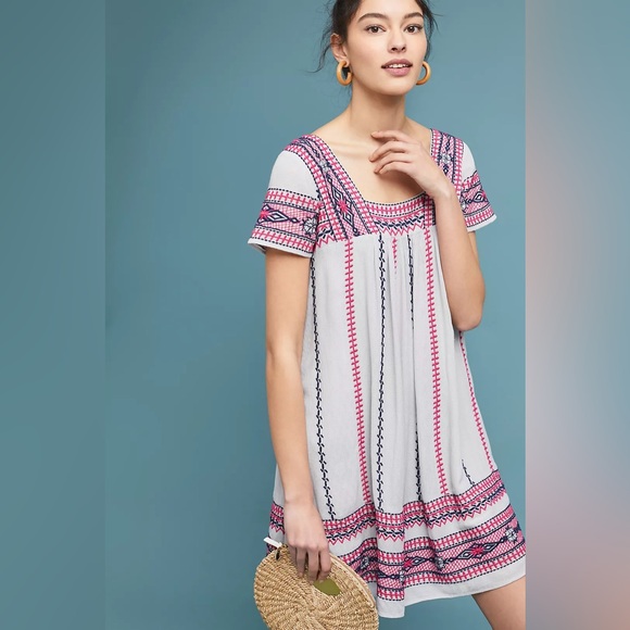 Maeve Dresses & Skirts - Maeve Pink and White Mini Dress